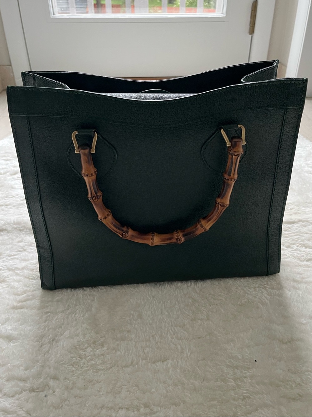 Gucci Dark Green Leather Tote Diana